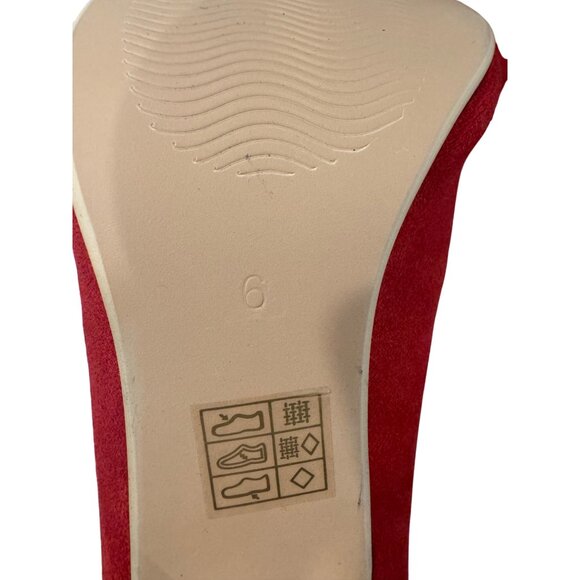 Red Faux Suede Pointed-Toe Stiletto Heel Ankle Boots Size 6 - Picture 5 of 6